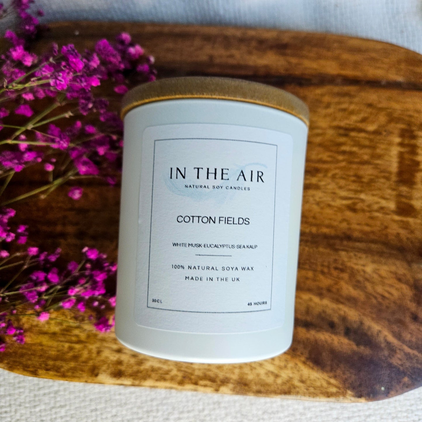 Cotton Fields Candle | Fresh, Clean & Airy | 100% Soy Wax | 45h Burn Time