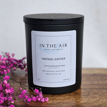 Vintage Leather Candle | Leather, Sandalwood & Amber | 100% Soy Wax | 45h Burn Time